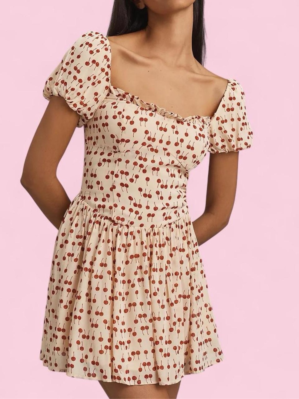 Reformation Davonne Cherry Mini Dress